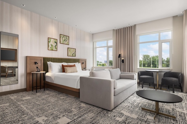 55-inch LCD TV with cable channels, iPod dock