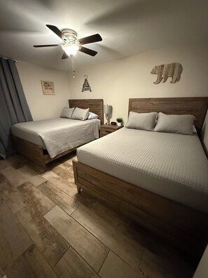 3 bedrooms, desk, iron/ironing board, travel cot
