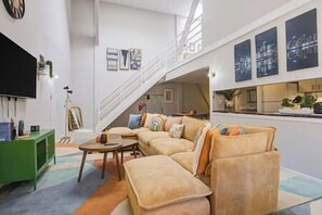 Smart TV, foosball, books