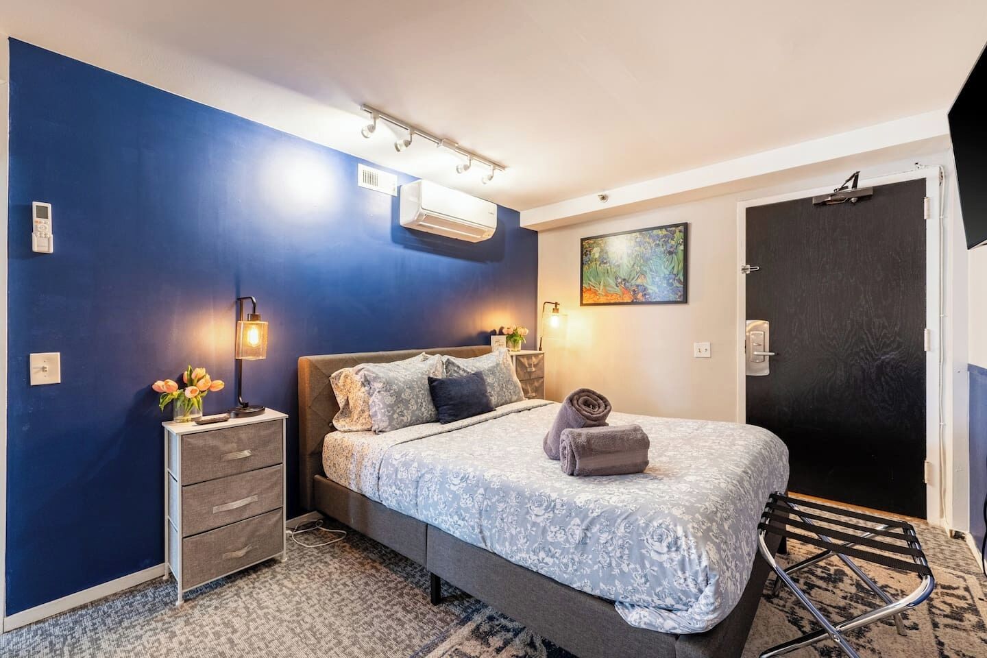 Desk, iron/ironing board, travel crib, free WiFi