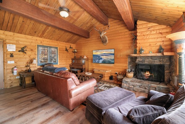 Cabin, Mountain View | Living area | Flat-screen TV - A Woodsy Mountain Retreat (Big Bear Lake)