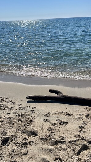 Ligstoelen aan het strand