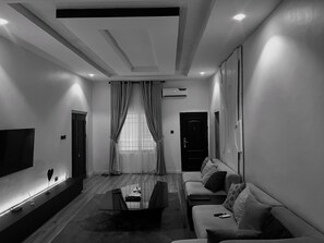 TV connectée, cheminée, livres