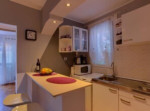 Fridge, microwave, coffee/tea maker, toaster - Sunset Tides Apartments/Terrace& SeaView- 1Bedroom (Korcula)