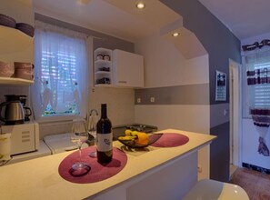 Fridge, microwave, coffee/tea maker, toaster - Sunset Tides Apartments/Terrace& SeaView- 1Bedroom (Korcula)