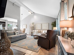 Smart TV, fireplace, video games, table football