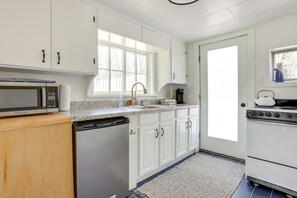 Fridge, microwave, stovetop, coffee/tea maker - Swim, Hike & Unwind: Frankfort Cottage w/ Fire Pit (Frankfort)