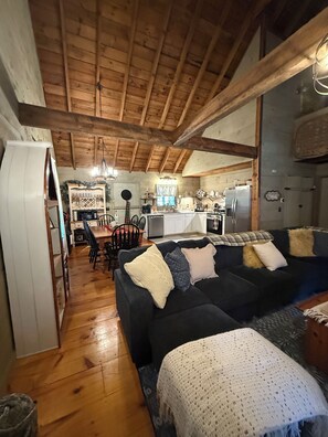 Smart TV, fireplace, DVD player, foosball