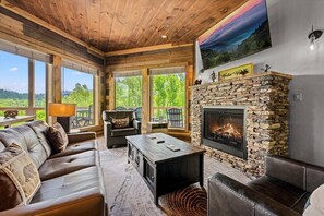 Smart TV, fireplace, video games, foosball