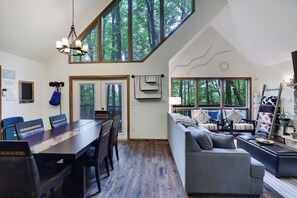 Smart TV, fireplace, table football