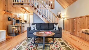 TV, fireplace, DVD player, video library