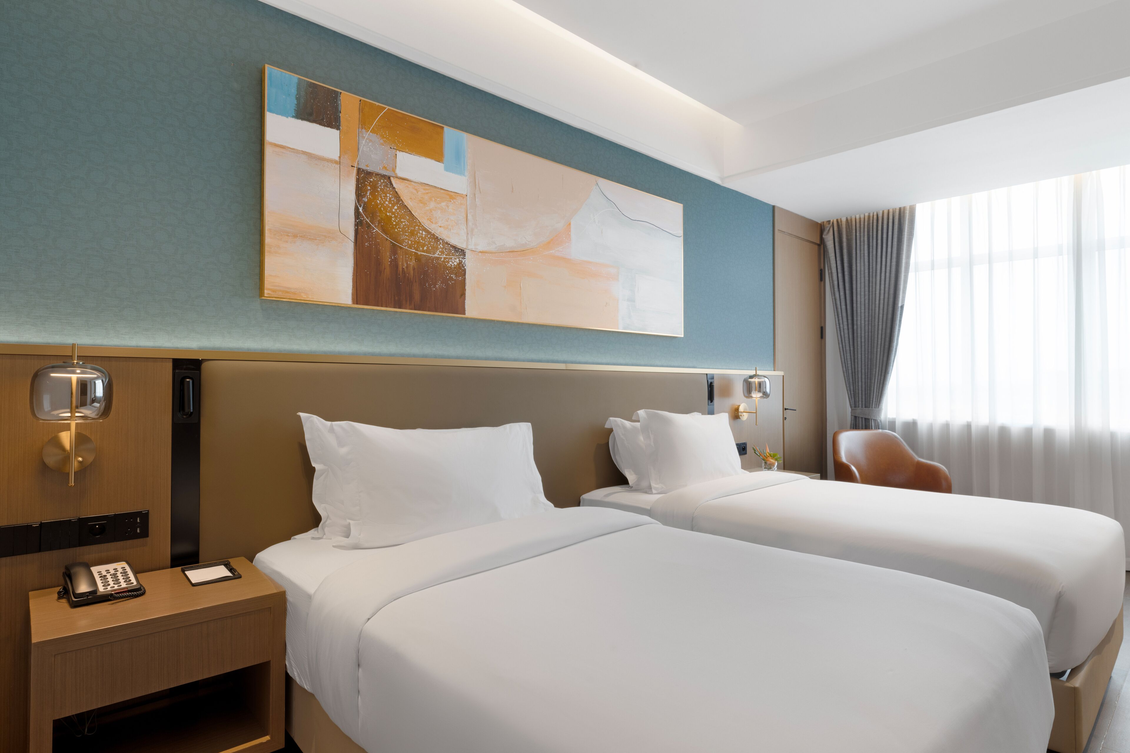 Executive-rum - 2 enkelsängar | Värdeförvaringsskåp på rummet, skrivbord och arbetsyta för laptop