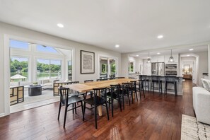 Dining - Private Waterfront Home with heated pool, hot tub, firepit, kayaks, game room and much more! (Denver)