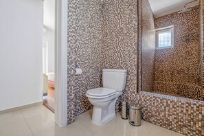 Hair dryer, towels, soap