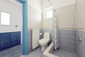 Hair dryer, towels, soap