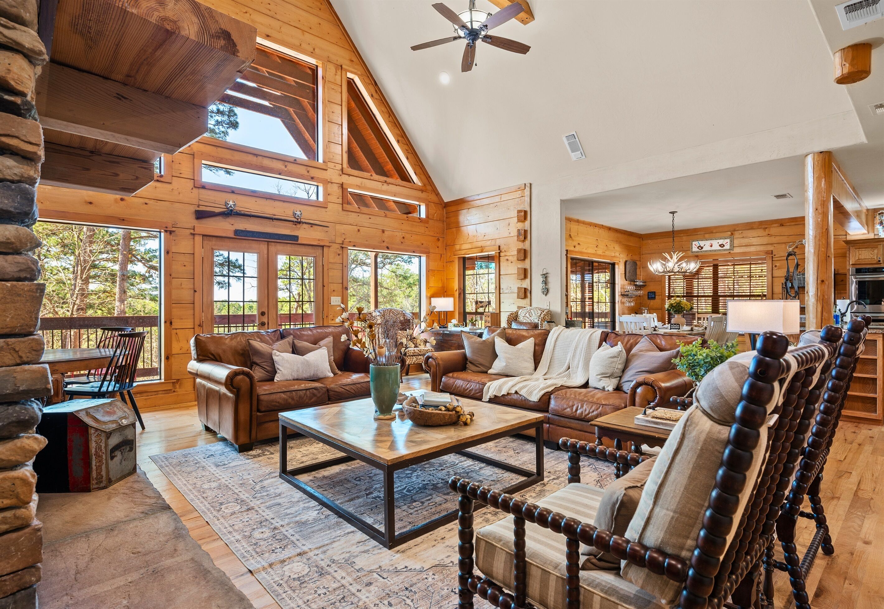 Smart TV, fireplace, video games, DVD player