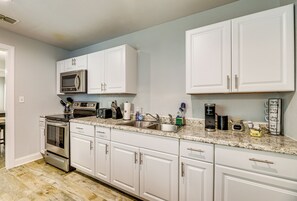 Fridge, microwave, stovetop, coffee/tea maker - 3 Mi to Beach: Family Home in Corpus Christi! (Corpus Christi)