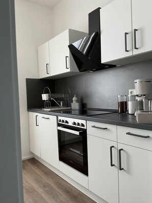 Fridge, oven, stovetop, dishwasher - Apartment 'Harzträume Thale' with Mountain View (Thale)