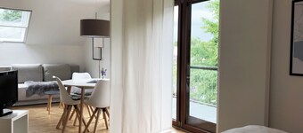 1-room attic apartment with lake view and large balcony on the Mettnau