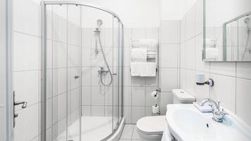 Double or Twin Room | Bathroom | Shower, hair dryer, towels, soap