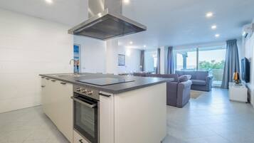 Luxury Apartment, Multiple Bedrooms, Sea View | Private kitchen | Fridge, dishwasher, cookware/dishes/utensils
