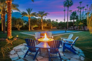 Terrace/patio - Home with Pickleball Court, Pool Table, and Saltwater Pool! Walk to Downtown! (Palm Springs)