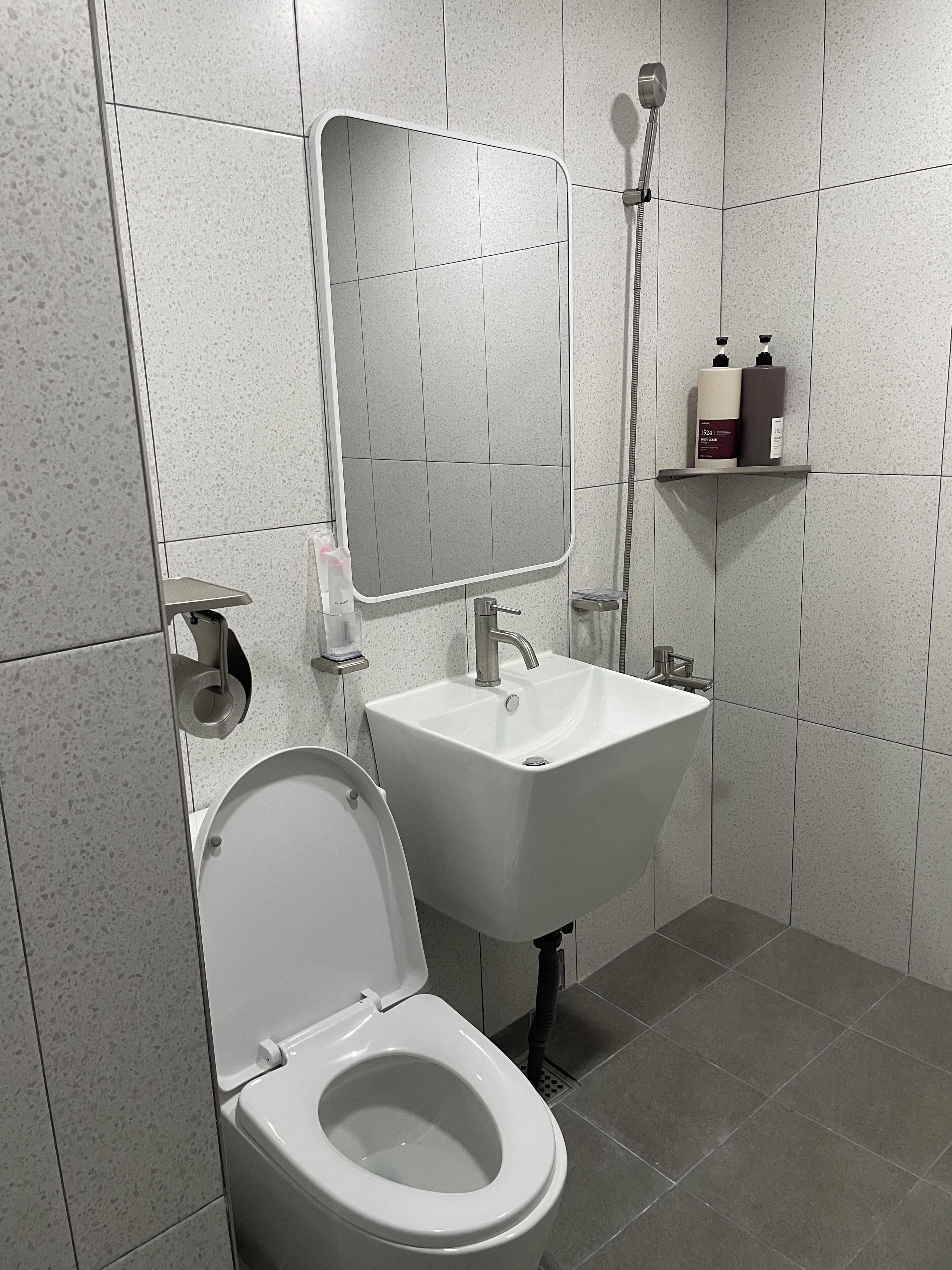 Basic Twin Room | Bathroom | Hair dryer, towels, soap, shampoo
