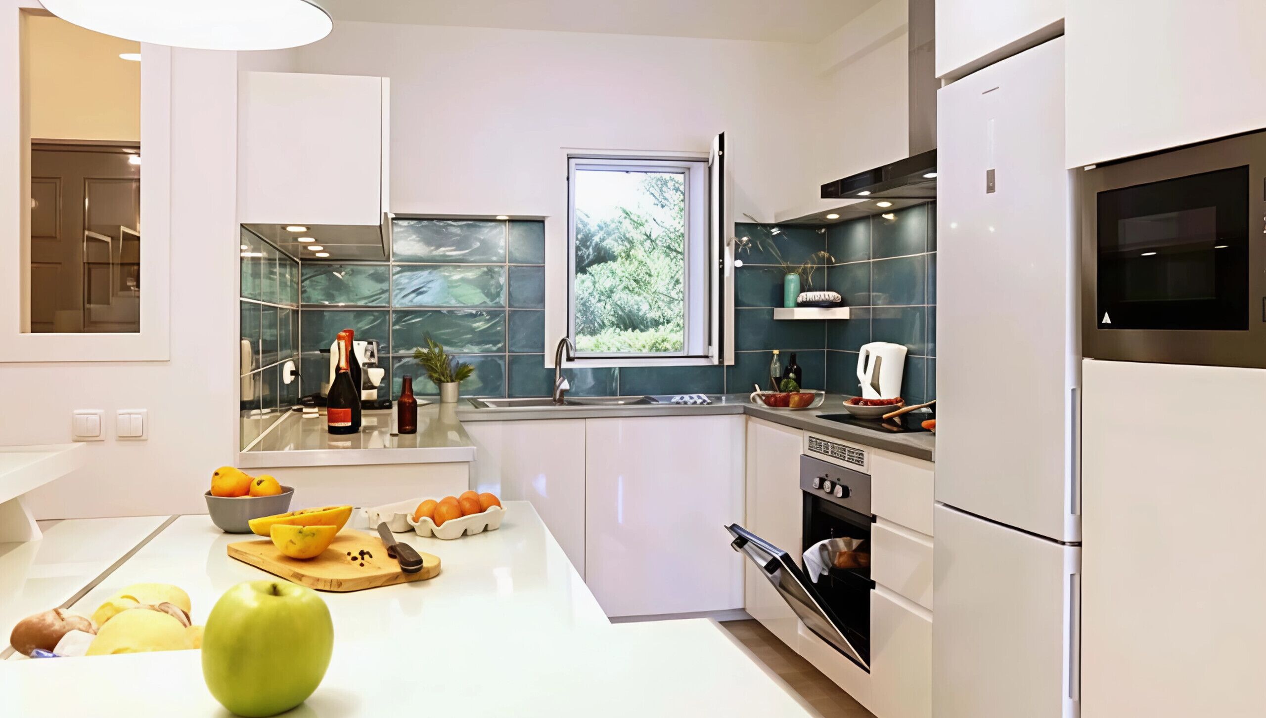 Apartamento, 2 quartos, terraço, vista para o jardim | Cozinha privada | Cafeteira/chaleira, micro-ondas, lava-louças