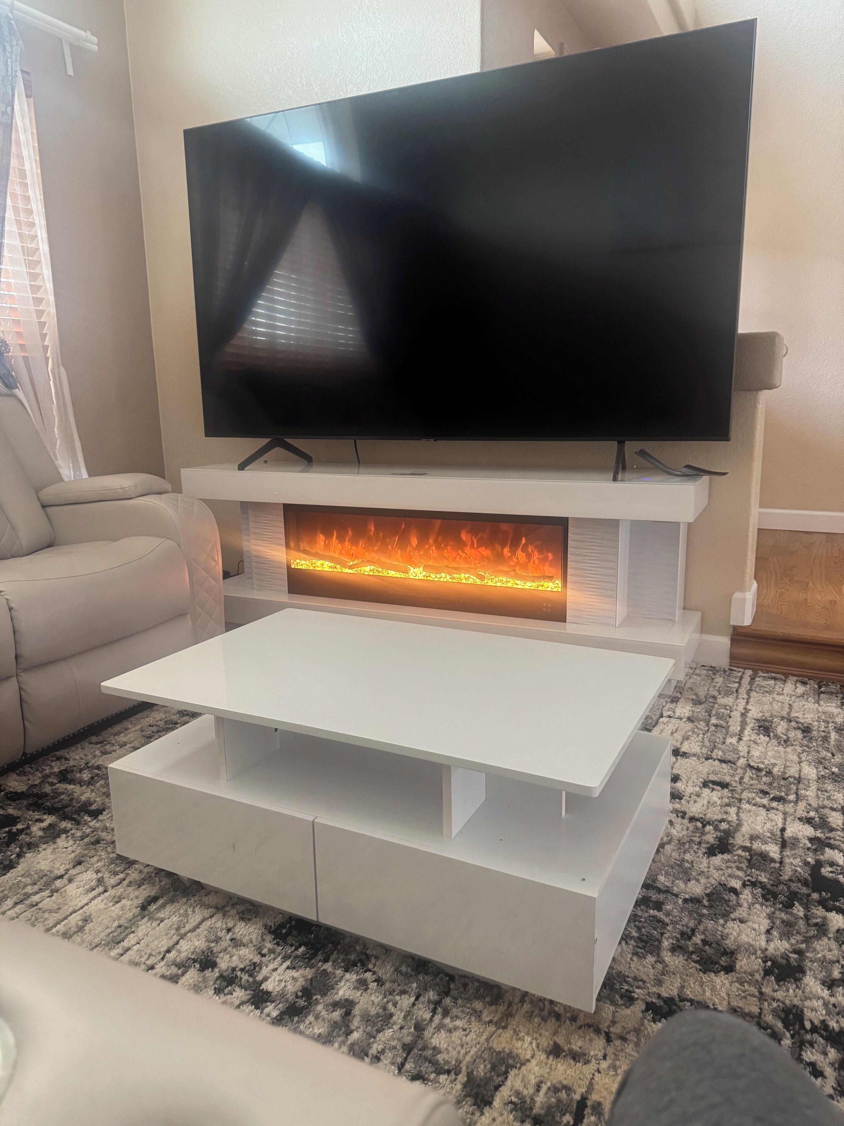 Smart TV, books, music library, stereo