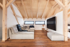 Smart TV, fireplace, video games