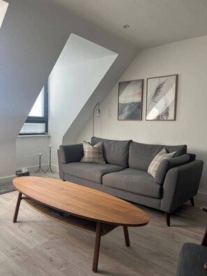 Apartment | Living area | Fireplace - Portrush 2-bed Apt, Sleeps 4, Parking (Portrush)