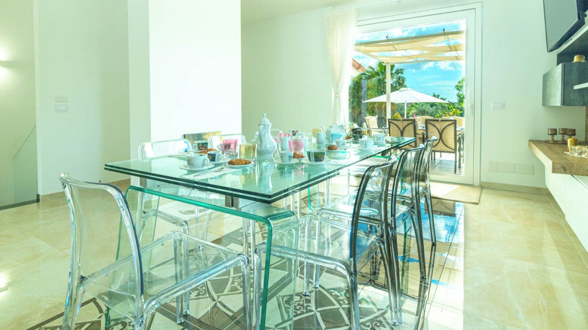 Villa Deluxe, vista piscina | Sala da pranzo