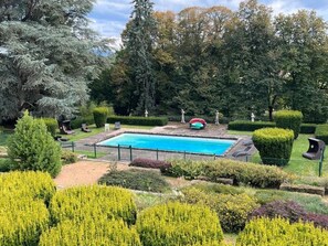 Deluxe Quadruple Room, Garden View (Fleur) | Pool | Seasonal outdoor pool, open 7:30 AM to 7:30 PM, pool umbrellas