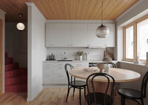 Full-size fridge, coffee/tea maker, toaster, cleaning supplies - Hotellbyns Lägenheter – Lofsdalen (Lofsdalen)