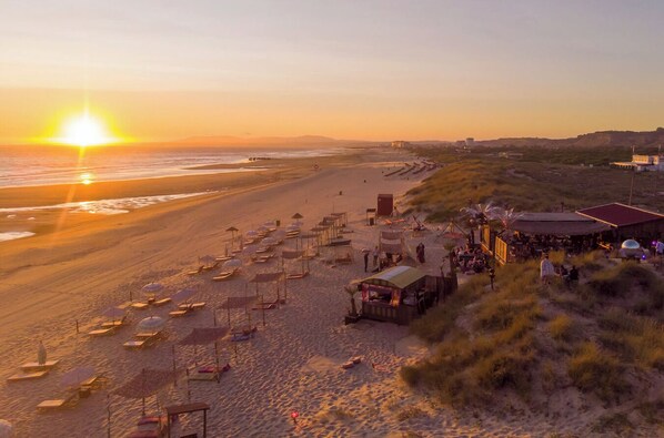 Sun-loungers, beach towels