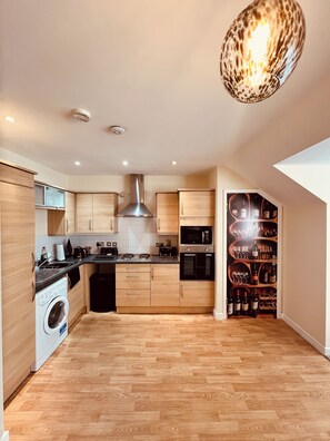 Fridge, microwave, oven, toaster