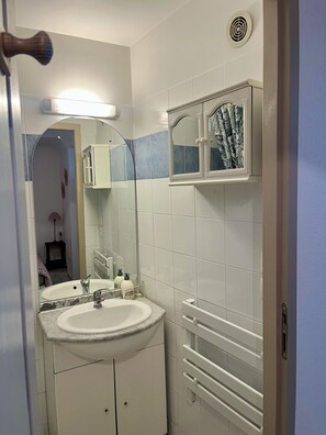 Douche, sèche-cheveux, serviettes fournies, papier toilette