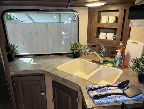 RV camper in a peaceful place