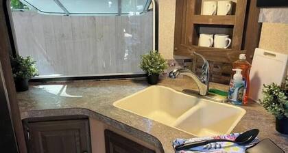 RV camper in a peaceful place