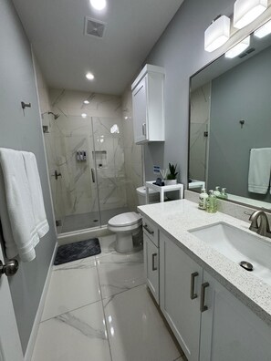 Shower, hair dryer, towels, soap - New Cozy & Spacious Apartment - Great location (Mission)