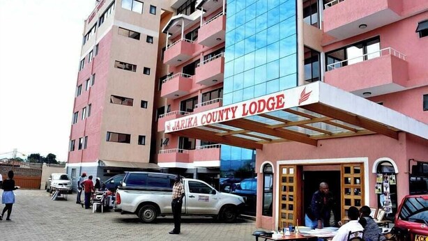 A multi-story building with a sign reading "JAKIRA COUNTY LODGE". - Jarika Watamu Breeze Hotel (Nakuru)
