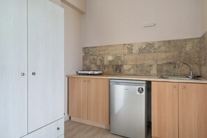 Fridge, stovetop, cookware/dishes/utensils