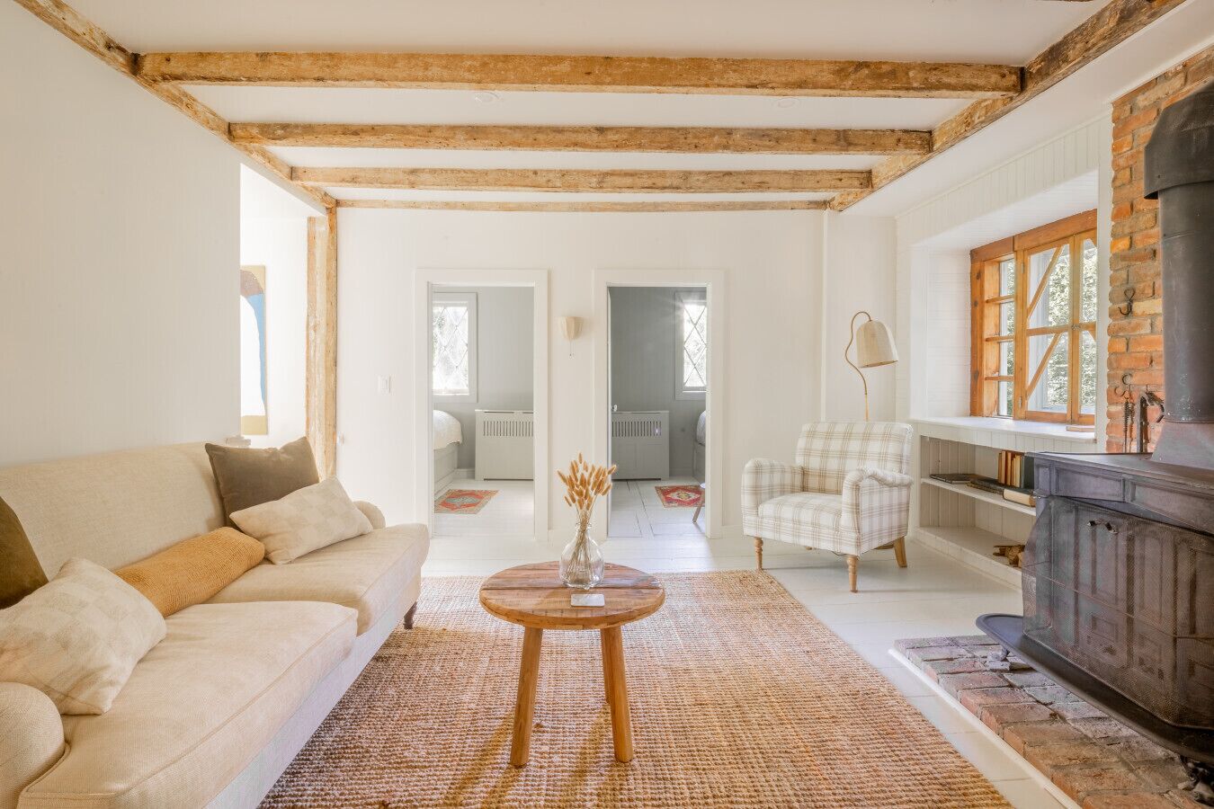 TV connectée, cheminée, livres