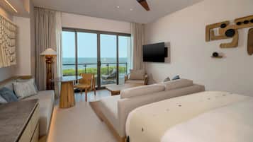 Ropa de cama de alta calidad, cubrecamas y minibar