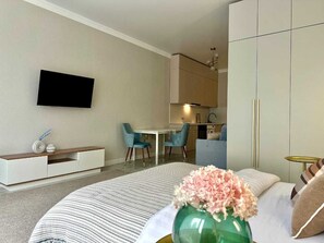 1 bedroom, iron/ironing board, WiFi, bed sheets - "Sky Harmony" chic studio near Arbat (Almaty)