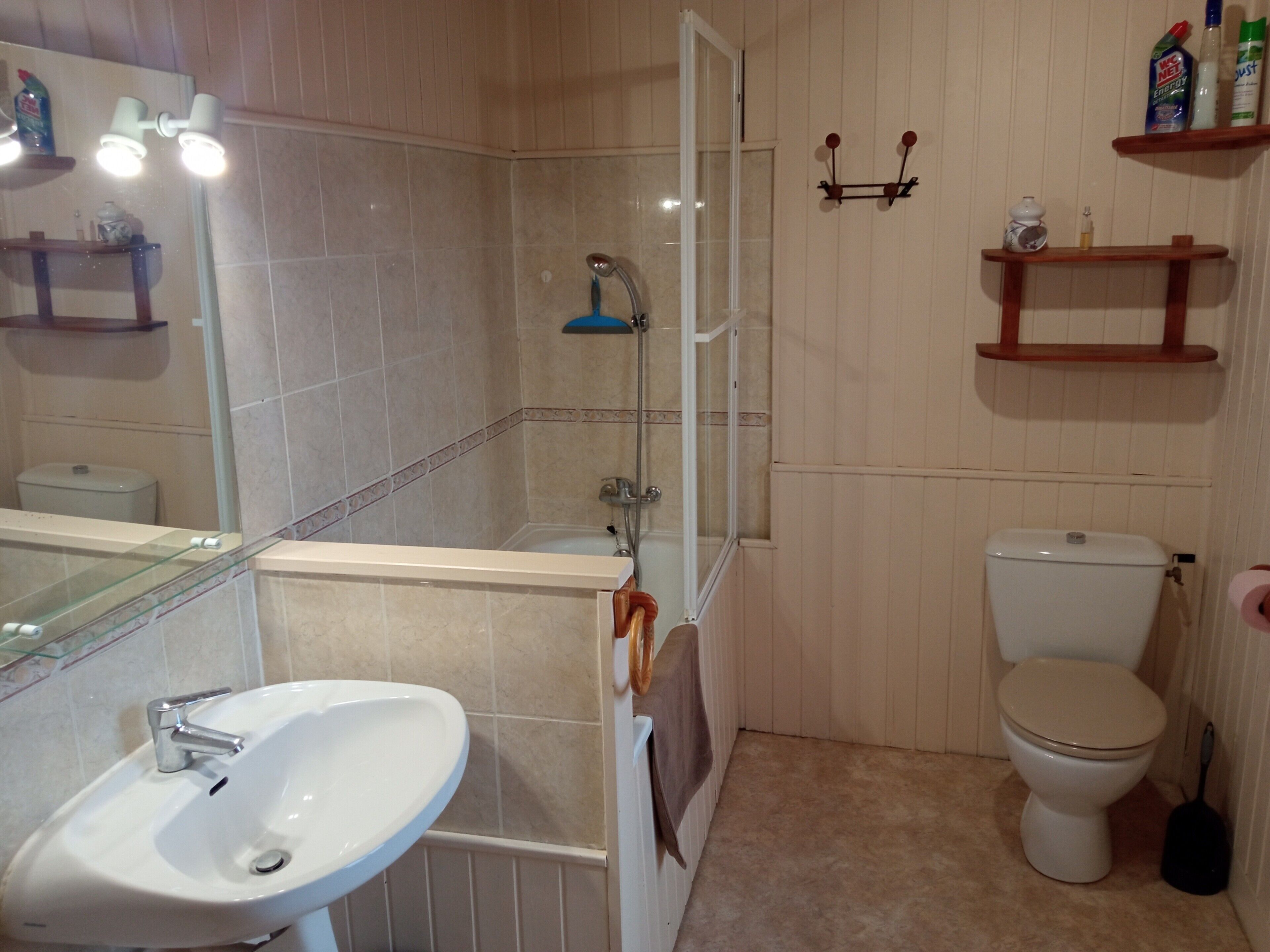 Ducha, secador de pelo, toallas