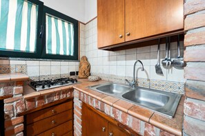 Fridge, oven, stovetop, cookware/dishes/utensils