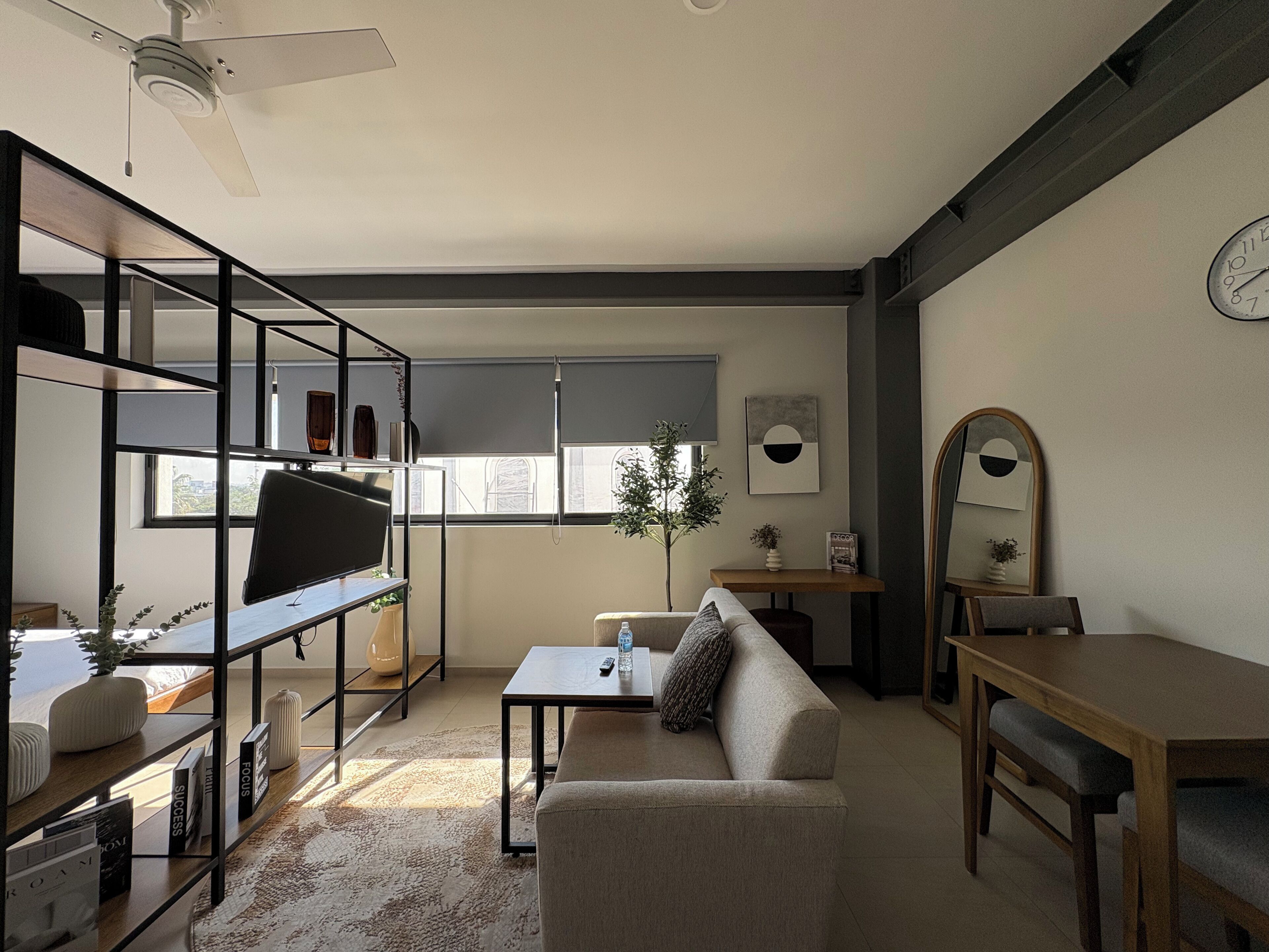 Premium bedding, desk, laptop workspace, free WiFi