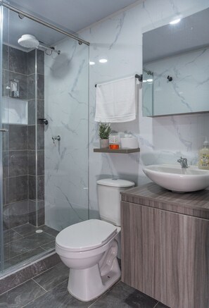 Towels, soap, toilet paper