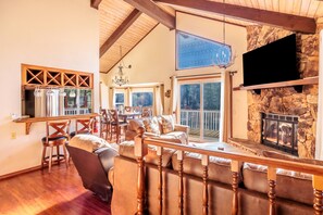 Living area - New! Bearadise ~ Lakefront Cabin with Private Dock (Big Bear Lake)